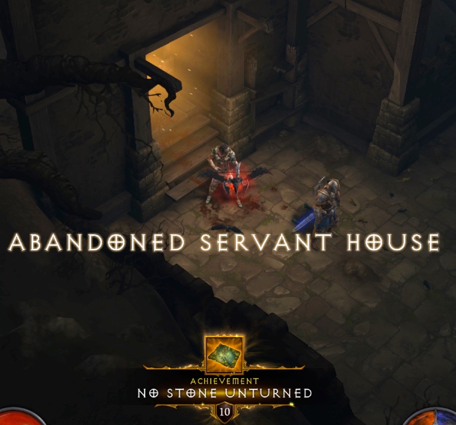 Entering the Abandoned Servant House results in an Achievement called "No Stone Unturned".