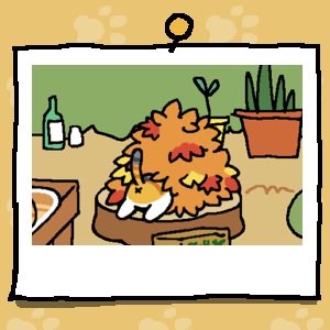 The backside of an orange calico cat sticks out of a pile of leaves.