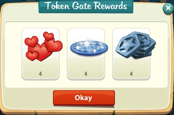 A sign that says Token Gate Rewards. Below it are three different kinds of rewards.