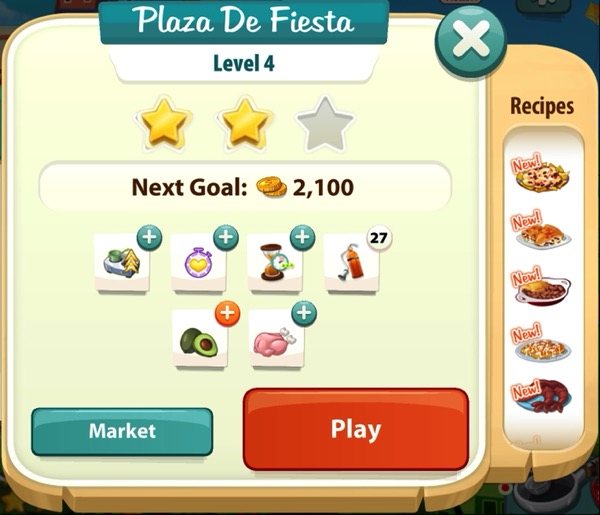 A sign that shows two gold stars in Level 4 of Plaza De Fiesta