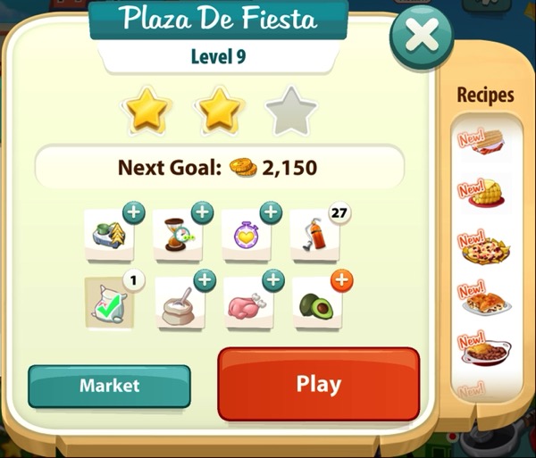 A sign that says Plaza De Fiesta at the top and shows two gold stars.