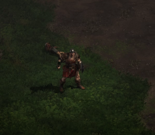 A screenshot of my Barbarian from the Diablo II: Resurrected Open Beta