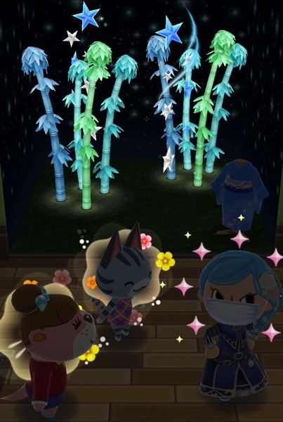 My Pocket Camp character has successfully completed the Starry Night class. Lottie and Lolly are happy.
