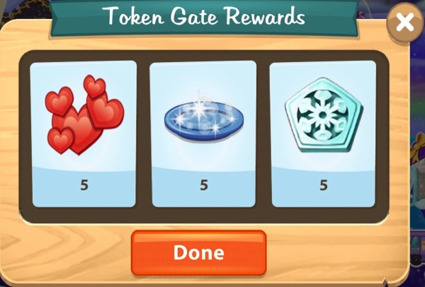 The Token Gate rewards this time were 5 Heart Blasts, 5 instant dishes, and 5 Star Tokens.