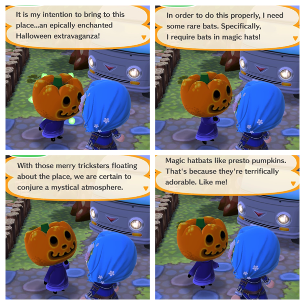 Jack is telling my Pocket Camp character about bats in magic hats.