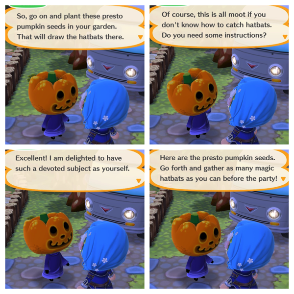 Jack explains to my Pocket Camp character how to catch hatbats.