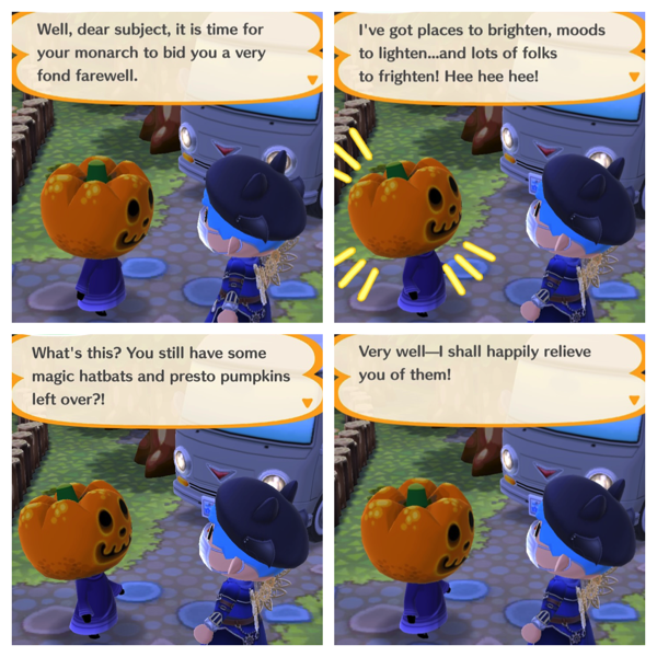 Jack talks to my Pocket Camp character. This conversation marks the end of Jack's Creepy Conjuring event.