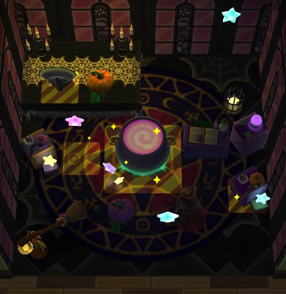 An above view of the Magical Halloween 2 scene. The highlighted items are the ones the player needs to correctly place.