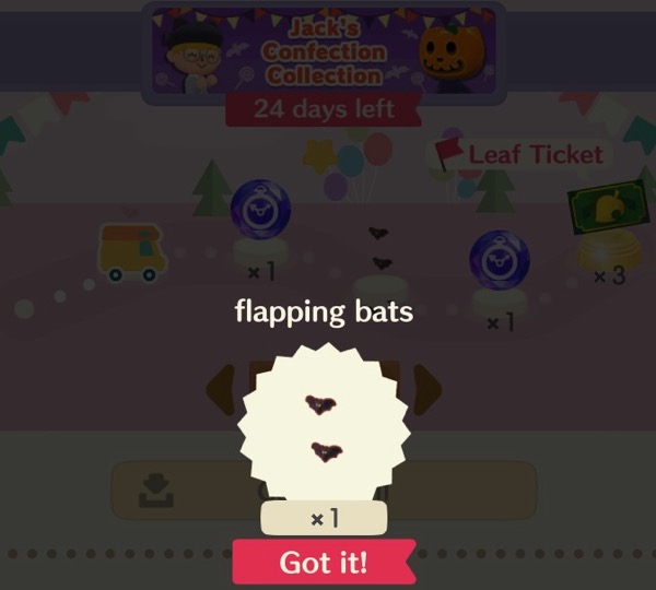 Players could earn flapping bats by finishing quests in the Jack's Confection Collection part of the event.