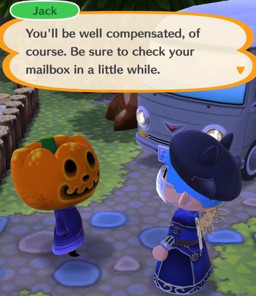Jack tells my Pocket Camp character to check her mailbox.