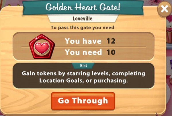 The Golden Heart Gate requires players to have 10 Tokens. I had 12.