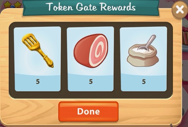 A box shows the three rewards I got for passing the Golden Heart Gate.