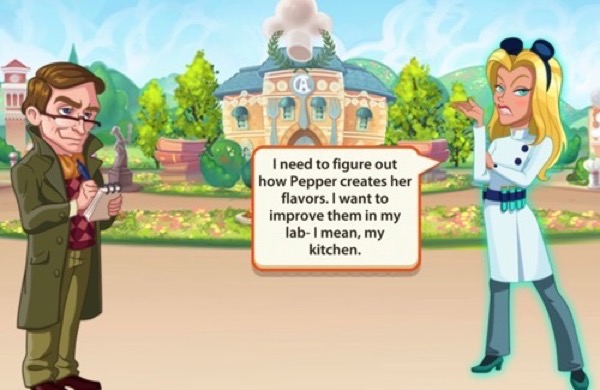 Candace unintentionally says she has a lab - before restating that as kitchen. She has a green glow around her, is wearing a lab coat, and has vials on her belt that glow the same color as she does.