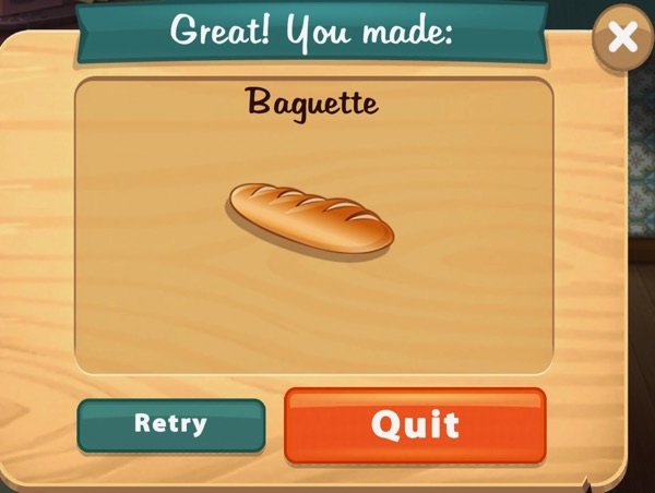 A baguette is a long bread, rounded at both ends. 