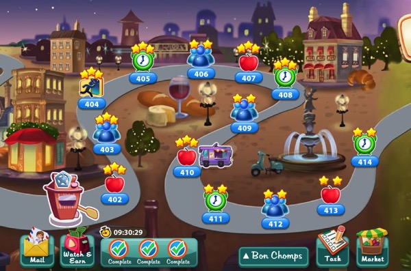 The second half of Bon Chomps also includes a winding road with levels that the player must complete.