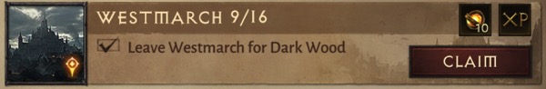 Westmarch achievement 9/16 says: "Leave Westmarch for Dark Wood"