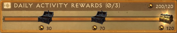 Daily Activity Awards (0/3) was unlocked. The is a gold chest at the end that gives the players some more round gold currency.