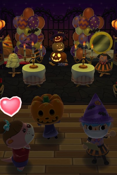 My Pocket Camp character looks out at the viewer. Jack and Lottie are reasonably pleased with my attempt at the Fright-Night 2 class.