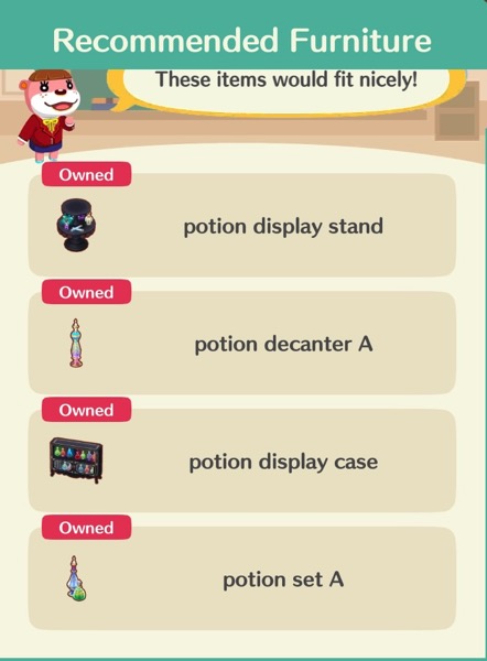 Several boxes show the items that the player needs to use in Potion Commotion 2.