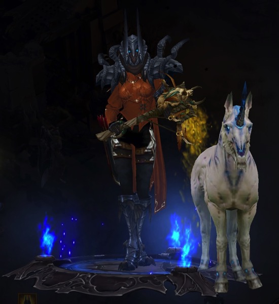 My Demon Hunter stands next to the Unihorn. It is a large pet that does not function as a mount.