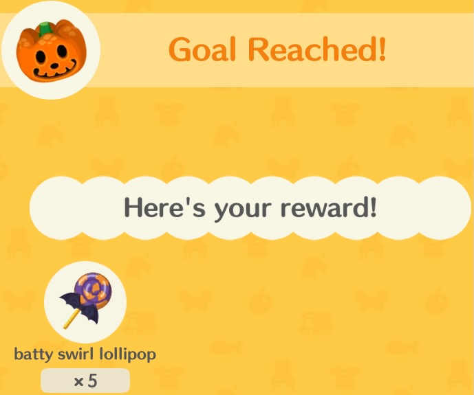 A batty swirl lollipop is a reward. It has orange and purple stripes and a bat decoration. These are used to advance the player through the event.