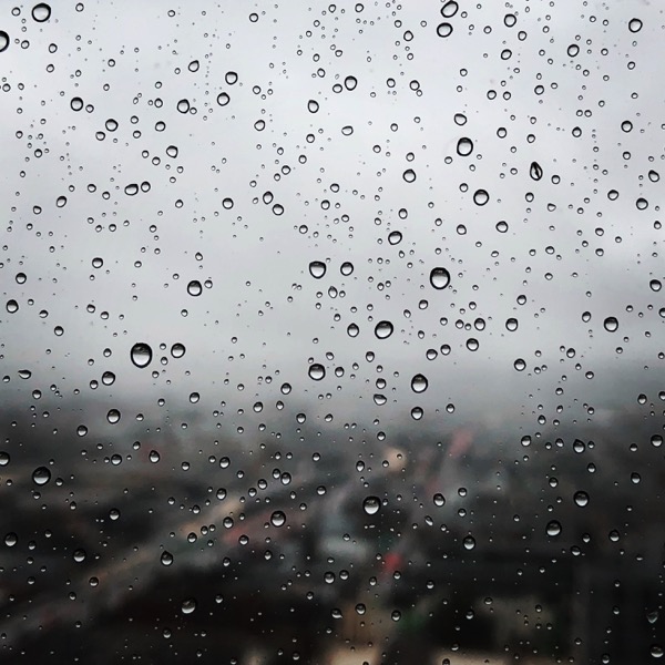 A photo of raindrops on a window. The sky behind it is grey, and there is a blurry background under the sky. Photo by Anant Jain on Unsplash