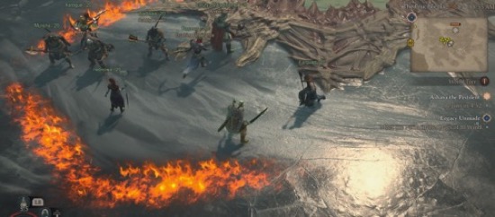 Eight players are waiting for Ashava to spawn. One of them is using a fire skill while we wait. 