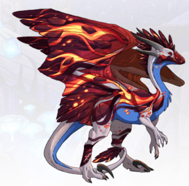 Maphala is wearing the Lavaweave Skin. It has flames and molten lava that flows over this dragon. It has covered part of her face, the spikes on her head, and various other parts of her body.