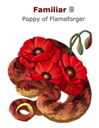 A snake with reddish-brownish coloring, and red eyes, hides underneath several bright red poppy flowers.