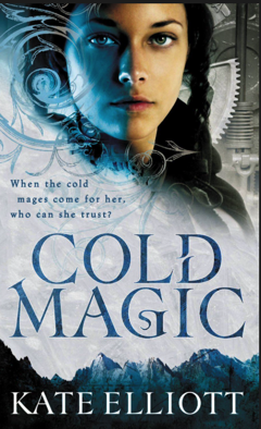 At the top of this book is the face of a girl who has dark hair and blue eyes. Part of her face looks normal, and the other have has been colored a light blue. Below her is a white section, representing ice. 
