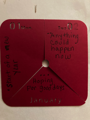 A haiku for January 1 and 2:
Start of a new year
Anything could happen now
Hoping for good days