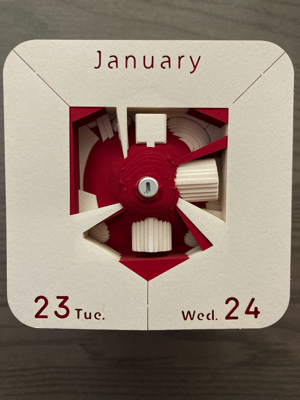January 23 and 24 on a white piece of calendar. A haiku: White piece of paper/ with more revealed beneath / shows strange structures