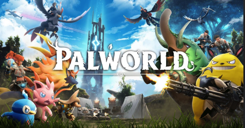 A screenshot of Palworld's opening scene. It includes creature that look like Pokemon knock-offs.